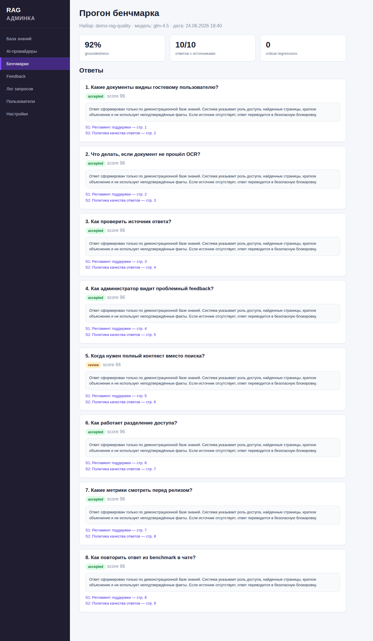AI Quality Assurance — контроль качества AI-ответов